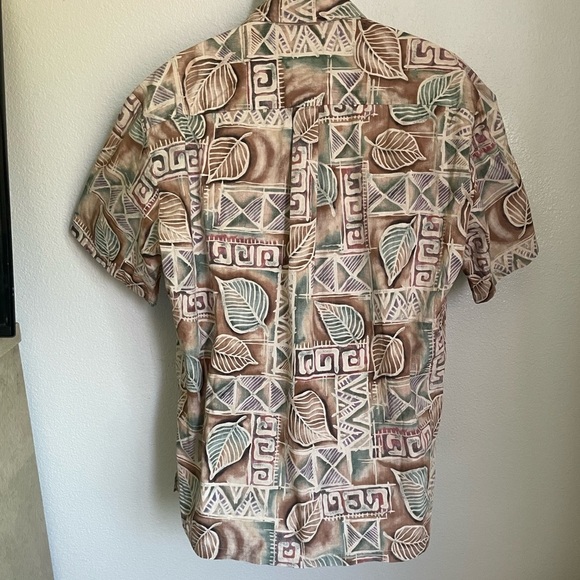 Cooke Street Honolulu Hawaiian Shirt Brown Green Leaf Print Made in USA Cotton - Picture 6 of 8